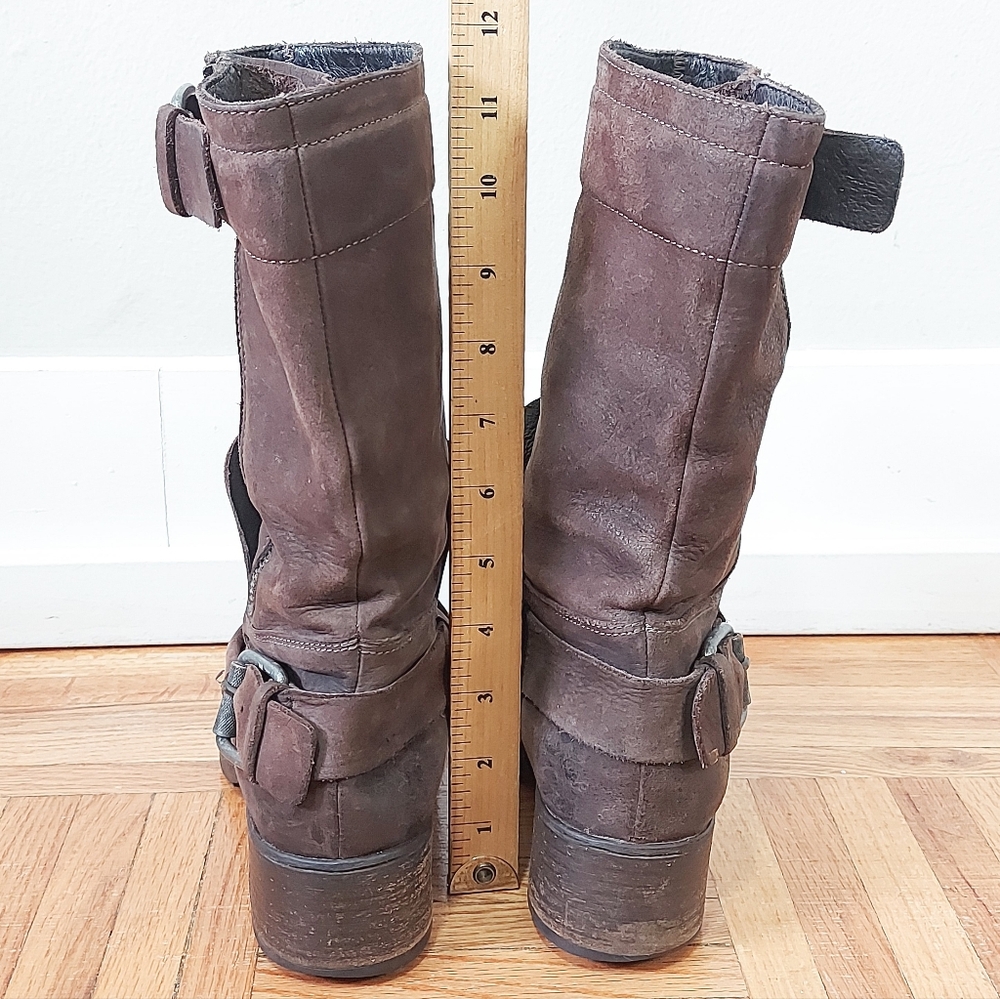 Vera Wang Lavender Women Buckle Motocycle Harness Boots Size 8 M Brown Mid-calf - Picture 12 of 16
